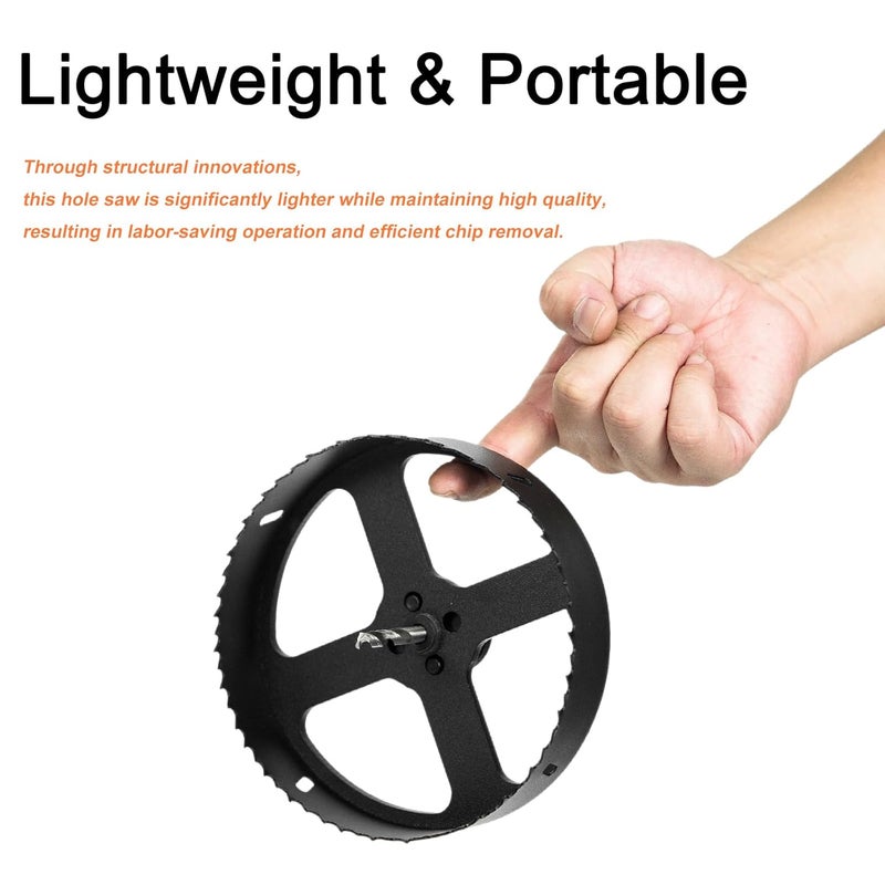 VIKITON 5-1/2 Inch Hole Saw with Arbor for Wood Metal Plastic, 5.5 in Bimetal Hole Cutter, Fast Chip Removal, Smooth Flat Drilling Edge, Lightweight & Portable (Black) - Image 2